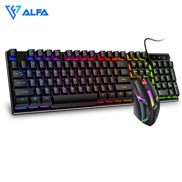 Kit Teclado Semi Mecânico + Mouse Gamer 3200dpi Rgb Led M300