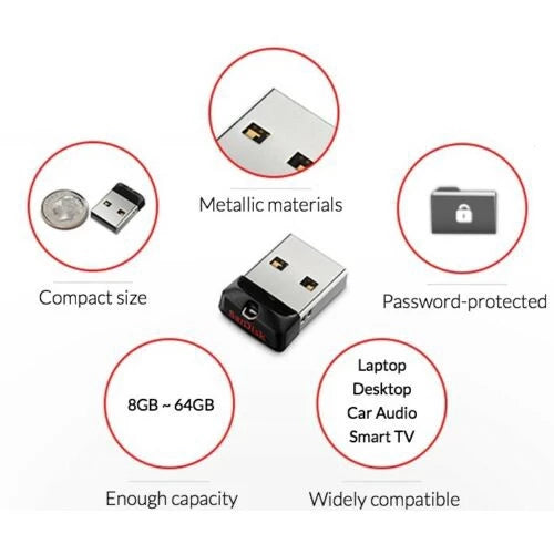Pendrive 128 Gb 64 32 16 8 4 Pen Drive USB Cruzer Cz33 2.0 U Discoteca