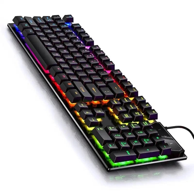 Kit Teclado Semi Mecânico + Mouse Gamer 3200dpi Rgb Led M300