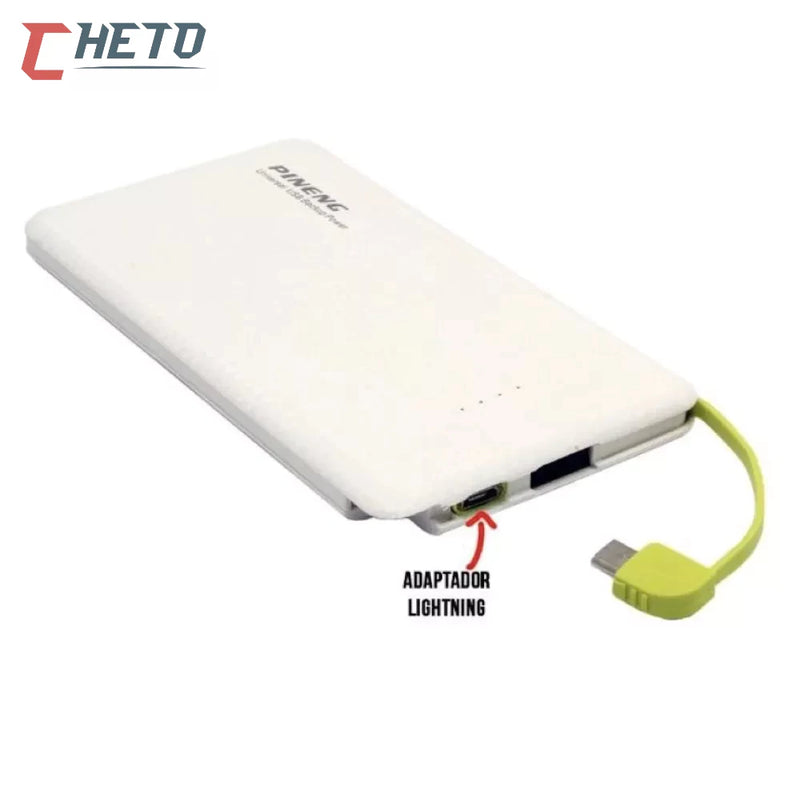 Carregador Portátil Pineng Power Bank 10.000mah,5000mah com adaptador iPhone,V8
