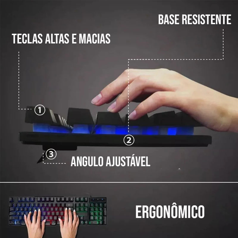 Teclado Gamer Semi Mecânico Com Led Rgb Usb Português/BR Pc Ps4