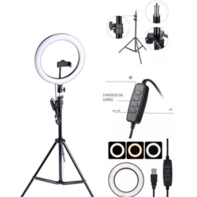 Ring Light Iluminador 10 Polegadas Com Tripé De 2.10 Metro MarisaStore