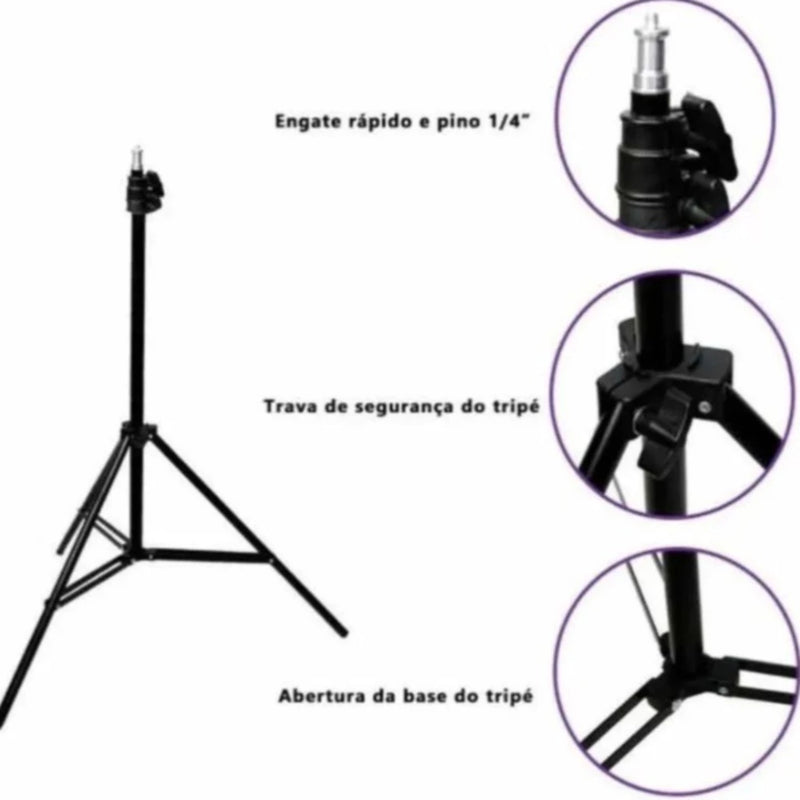 Ring Light Iluminador 10 Polegadas Com Tripé De 2.10 Metro MarisaStore