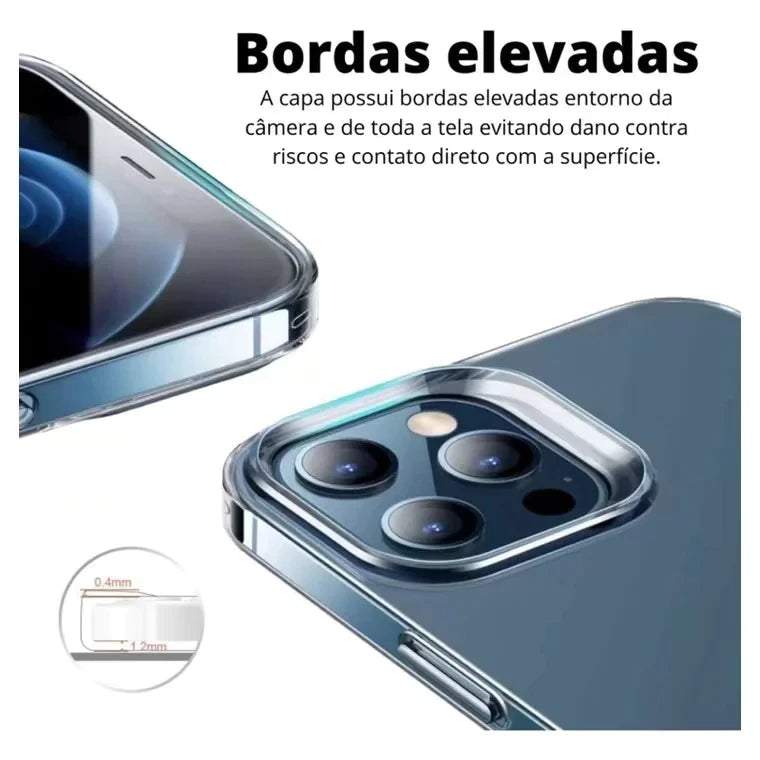 Capa Capinha Space Transparente Anti Impacto Compativel com iPhones X XR XSMAX 11 12 13 14 15 ProMax
