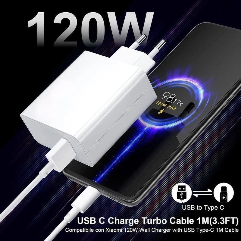 Carregador 120W Turbo Power Cabo 6A Usb com Saída Tipo-C